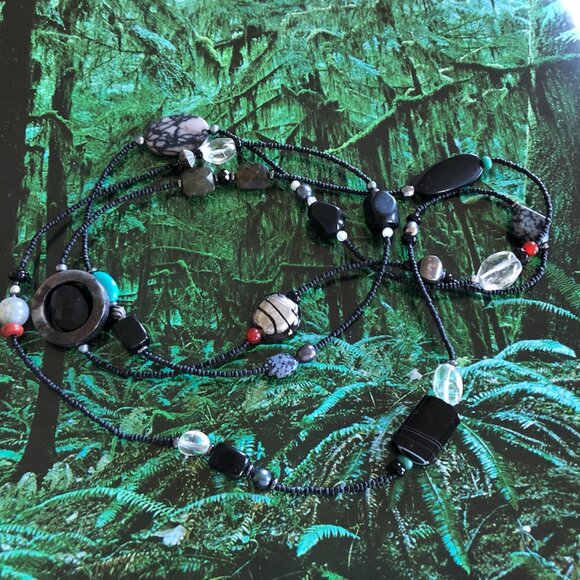 Silpada Necklace Hematite Turquoise Pearl Obsidian Bronzite - Picture 3 of 3